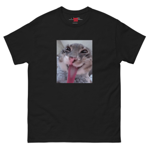 Tongue Out Cat Unisex Heavy Cotton Tee – Funny Meme Animal Shirt