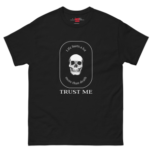 Life Hurts a Lot More Than Death Unisex Heavy Cotton Tee – Dark Humor Gothic Skull Shirt