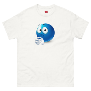 Shy Blue Emoji Unisex Heavy Cotton Tee – Funny Relatable Meme Shirt