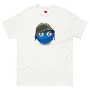 Thousand-Yard Stare Blue Emoji Unisex Heavy Cotton Tee – Relatable Meme Shirt